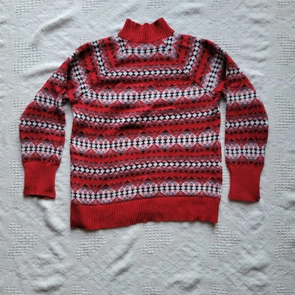 Chaps Fair Isle Festive Red  Knit Sweater - Picture 4 of 10